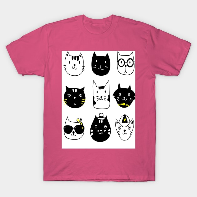 funny cat heads T-Shirt by hay_vie